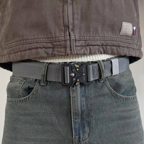 American Tactical Gray Buckle Belt Unisex Adjustable 25–42" Streetwear - Picture 4 of 6